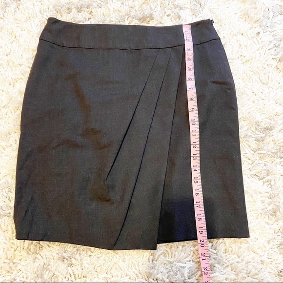 Ann Taylor | Dark Grey Side Front Pleat Wool Skirt - Picture 8 of 9